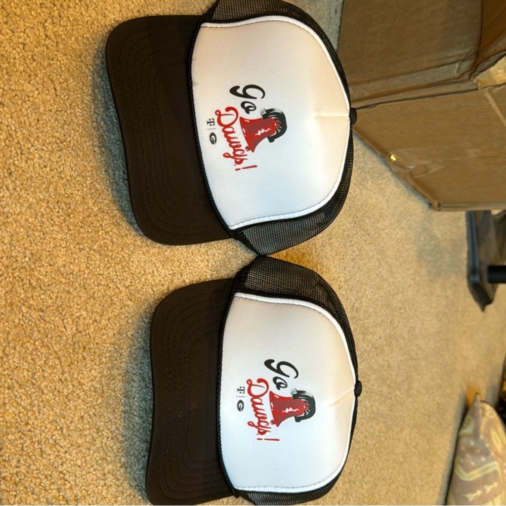 UGA Go Dawgs! Black and White Trucker Hat with Red Graphic